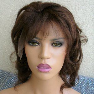 Mono dark brown real soft hair wig